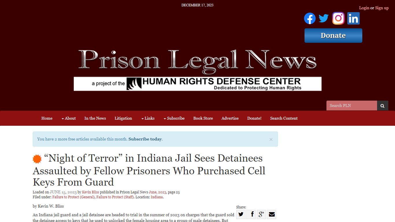 “Night of Terror” in Indiana Jail Sees Detainees Assaulted by Fellow ...